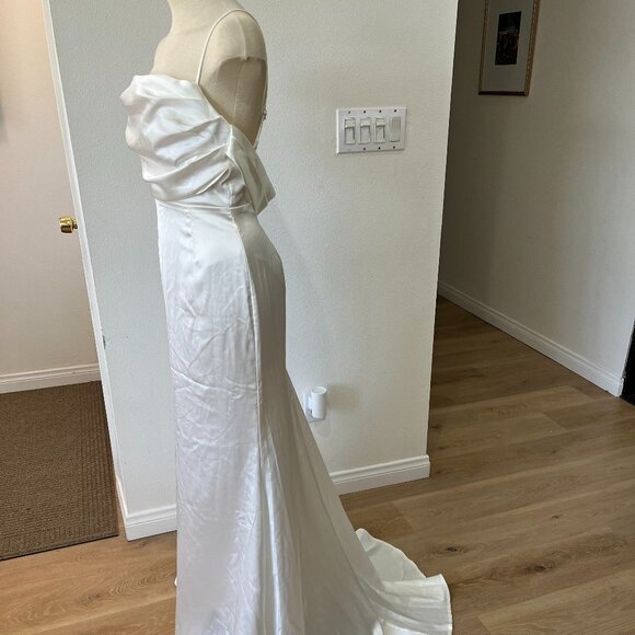 Lulus Lovely Endearment White Satin Sleeveless Bridal Wedding Maxi Dress X-Small - Picture 5 of 12